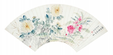 金城 花卉扇面 49*19cm