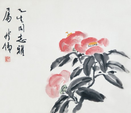 錢瘦鐵  花卉立軸 50*42cm