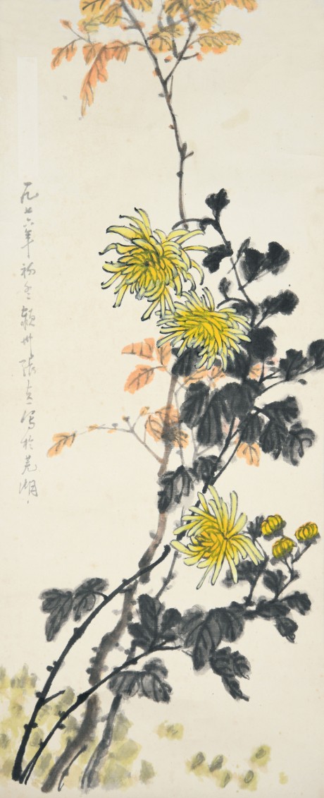 張貞一  菊花鏡片	83*35cm