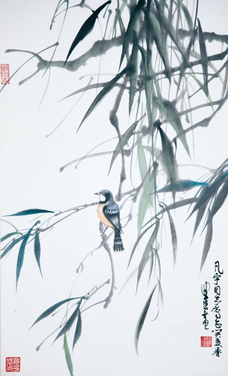 陳佩秋  花鳥(niǎo)立軸	68*42cm