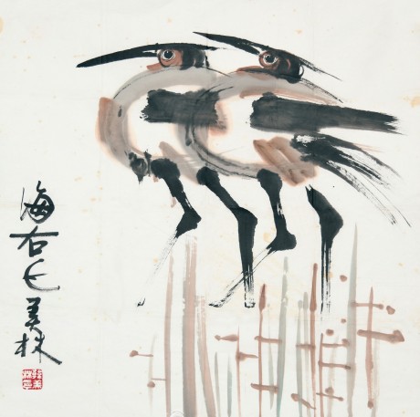 韓美林  鳥單片	68*68cm