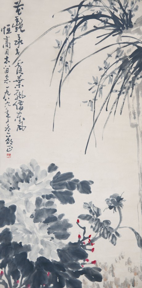 鄭正 蘭草立軸 136*68cm