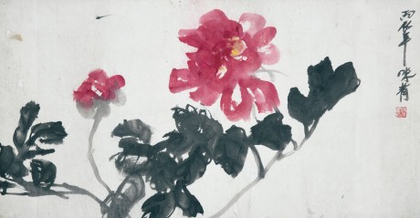 李味青  花卉鏡片	64*34cm