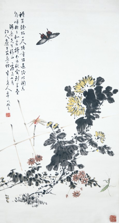 陳半丁  花卉立軸	95×51CM