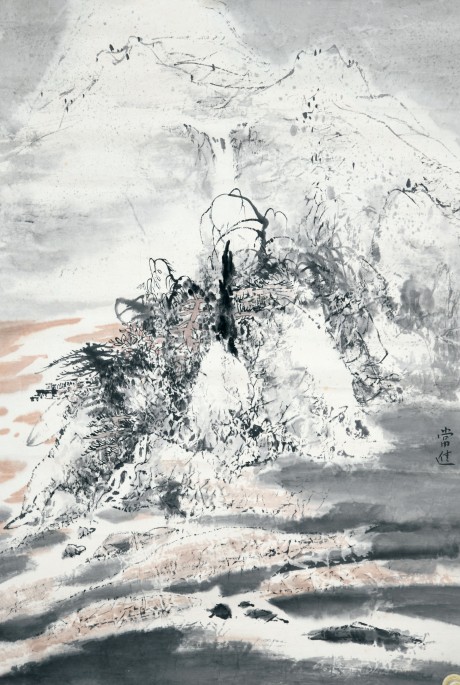 常進(jìn)  山水鏡片	67×46CM