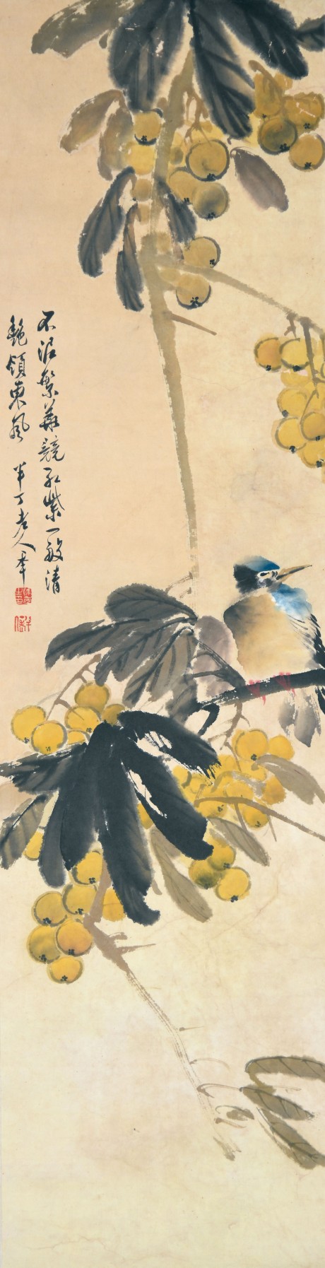 陳半丁  花鳥立軸 107×29CM