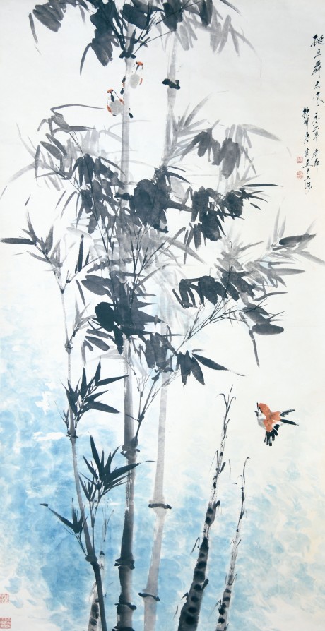 唐云  花鳥(niǎo)立軸 175×93CM