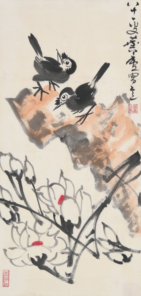 許麟廬  花鳥(niǎo)單片	68×33CM