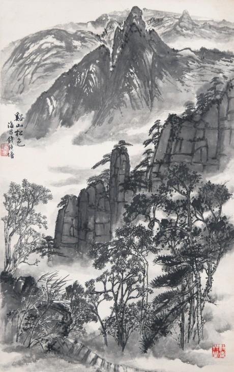 錢鏡塘  山水立軸	66×42CM