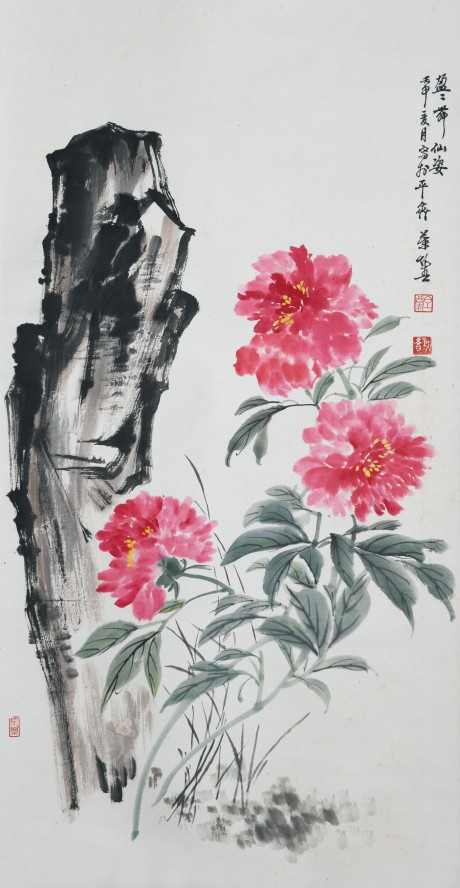 葉矩吾  花鳥(niǎo)立軸	98×50CM