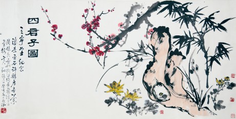 周懷民（合作） 梅花鏡片 136×68CM