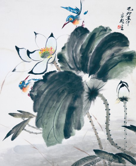 來楚生  花鳥立軸	58×48CM