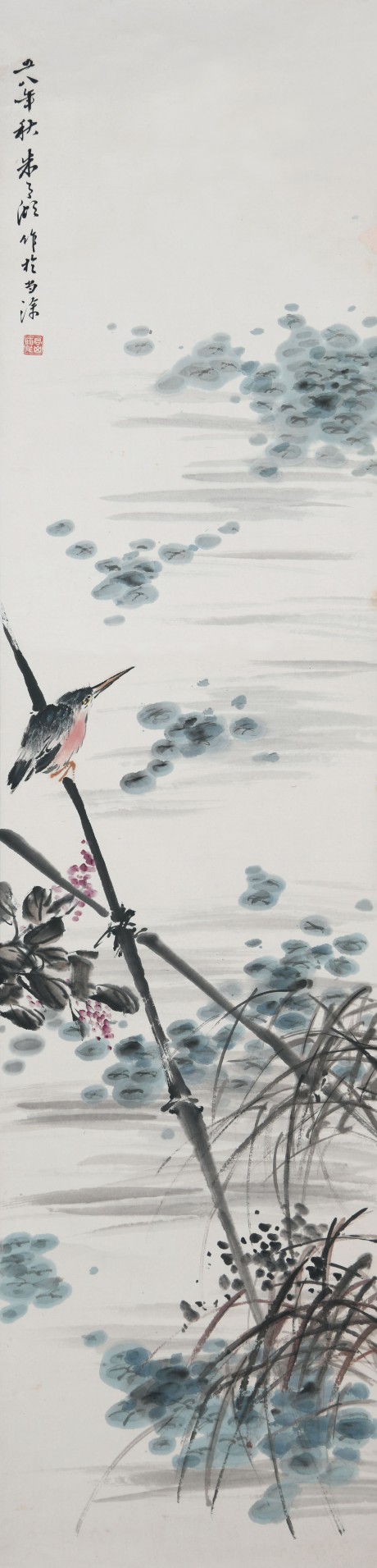 朱月湖  花鳥(niǎo)鏡片	138×35CM