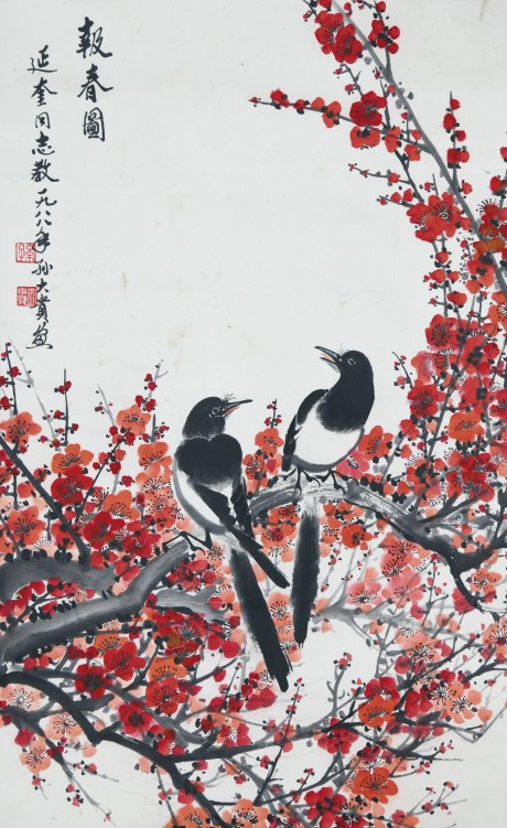 孫大貴  花鳥立軸	82×51CM