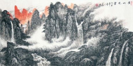 童乃壽 山水鏡片 139×69CM