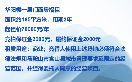 含山縣華陽(yáng)樓一層門(mén)面房招租